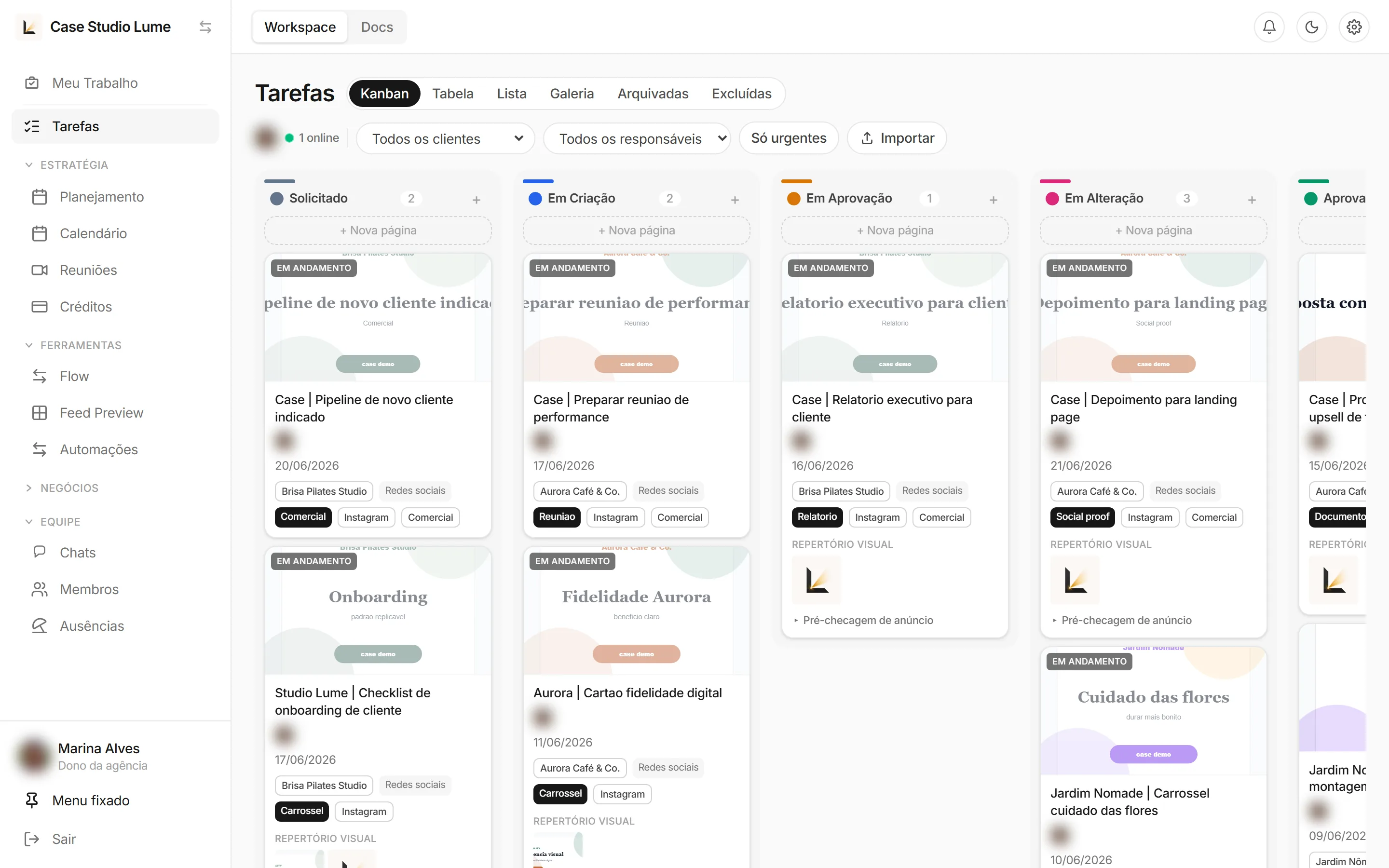 Quadro Kanban do Modality